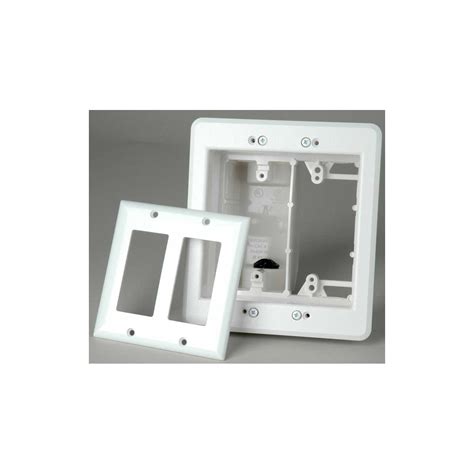 two-gang commercial metal recessed tv box white|recessed 2 gang outlet.